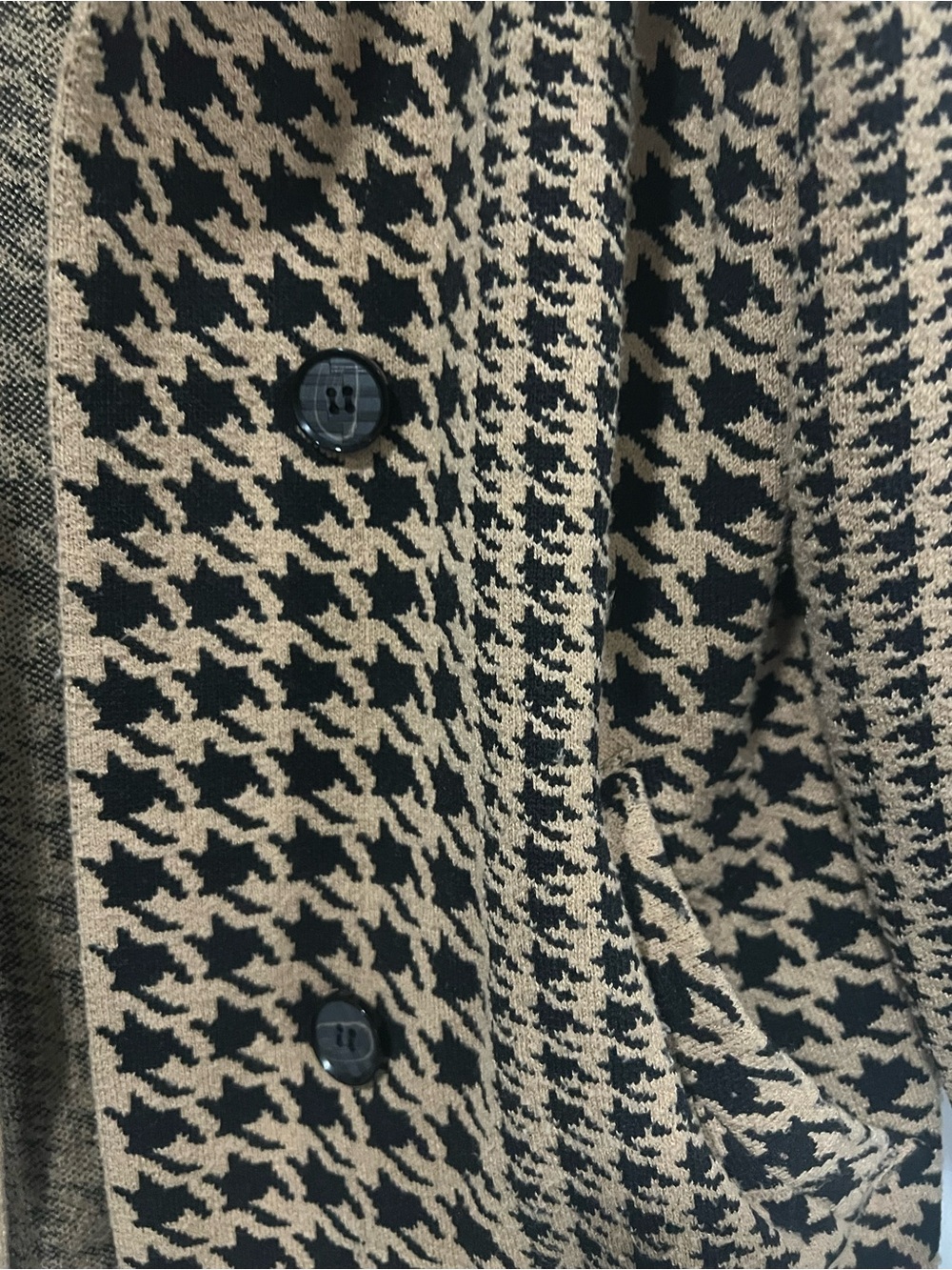 Tailored Houndstooth Long Pea Coat in Camel/Black - Picture 4 of 6